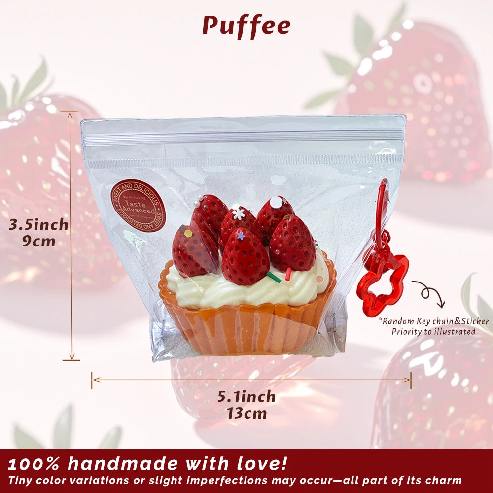 Strawberry Tart Food-grade Silicone Squishy, Creamy Soft Adhesive Toy