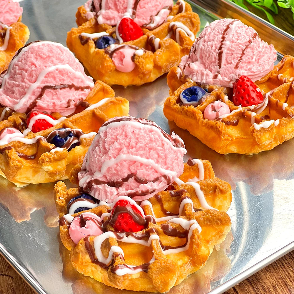 Ice Cream Waffle Taba Squishy, Handmade Creamy Soft Slow Rebound Stress Relief Fidget Toy, Halloween Christmas Party Office Gift
