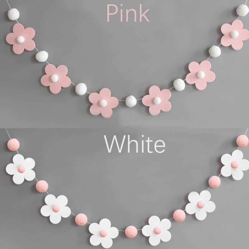 1 Set Sweet Felt Flower Theme Banner Daisy