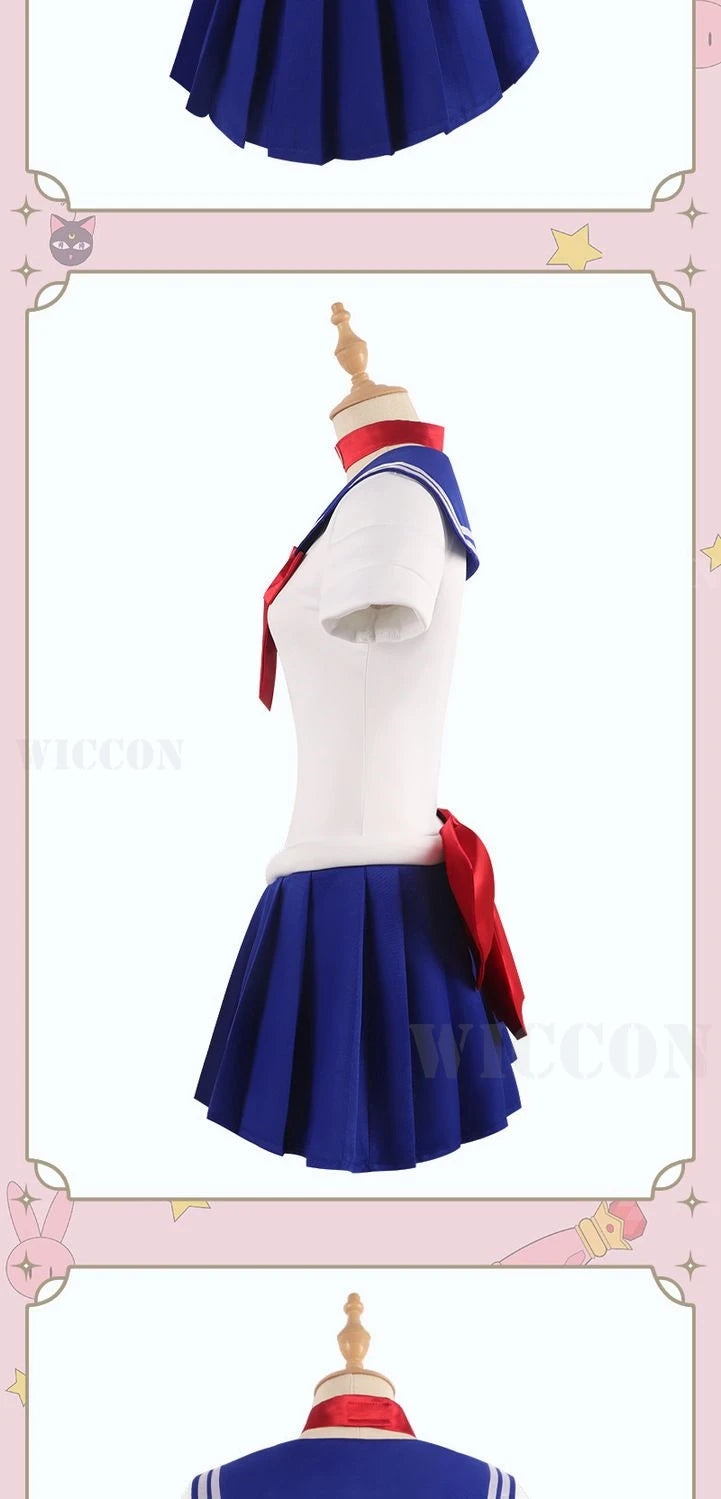 Anime Sailor Cosplay Costume Tsukino Usagi Uniform Dress Outfit Wig Headband Moon Cosplay For Women Girls Carnival Party Set