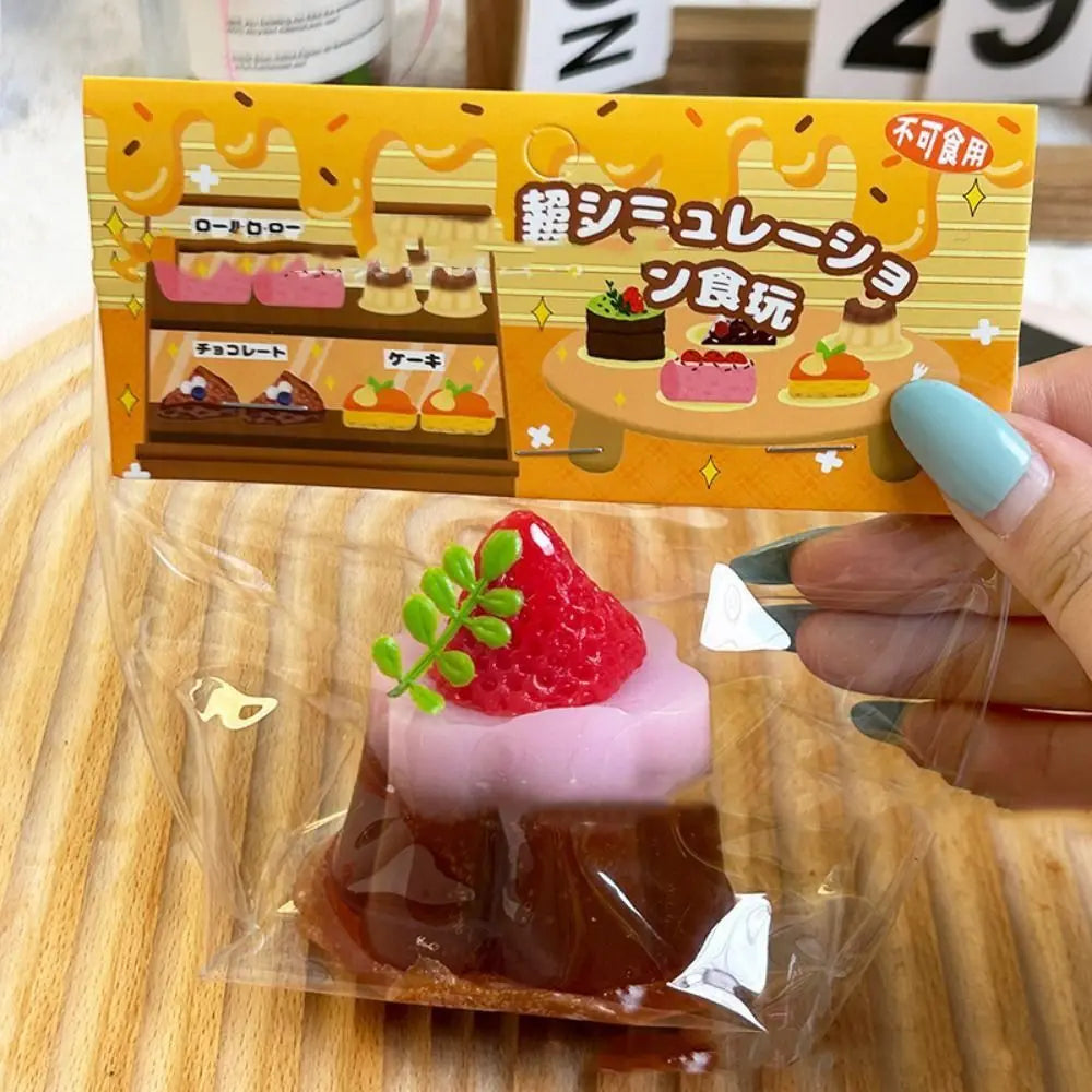 Exquisite Replica Double Layer Strawberry Toast Cake Fruit Bread Cake Matcha Chocolate Dessert Girl Gift Toast Squishy Kids Toys