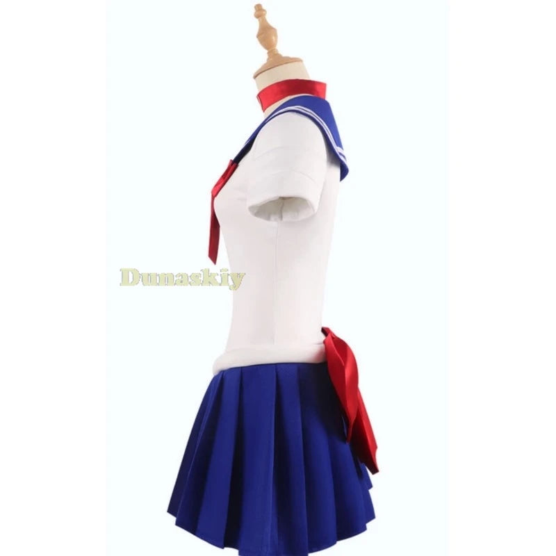 Anime Sailor Cosplay Costume Tsukino Usagi Uniform Dress Outfit Wig Headband Moon Cosplay For Women Girls Carnival Party Set