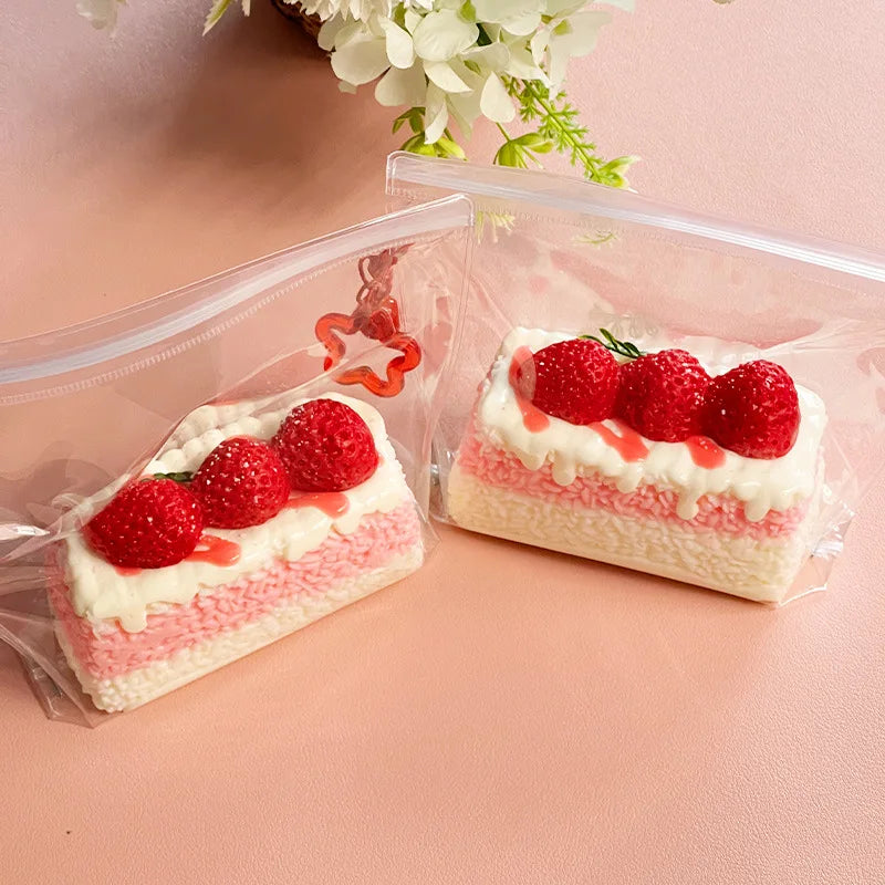 Strawberry Mousse Cake Taba Squishy Silicone Strawberry Cream Cake Mochi Toy Squeeze Toy Fidget Toy Stress Release Hand Relax