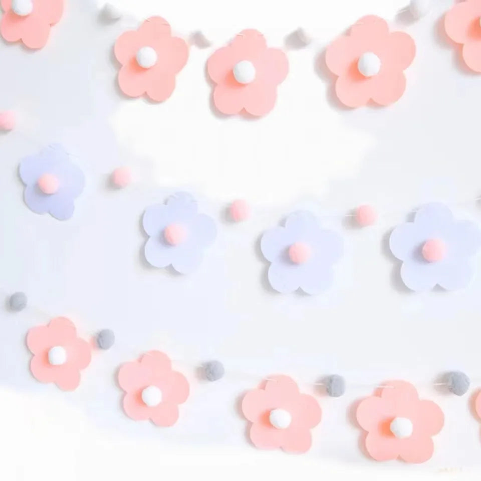1 Set Sweet Felt Flower Theme Banner Daisy