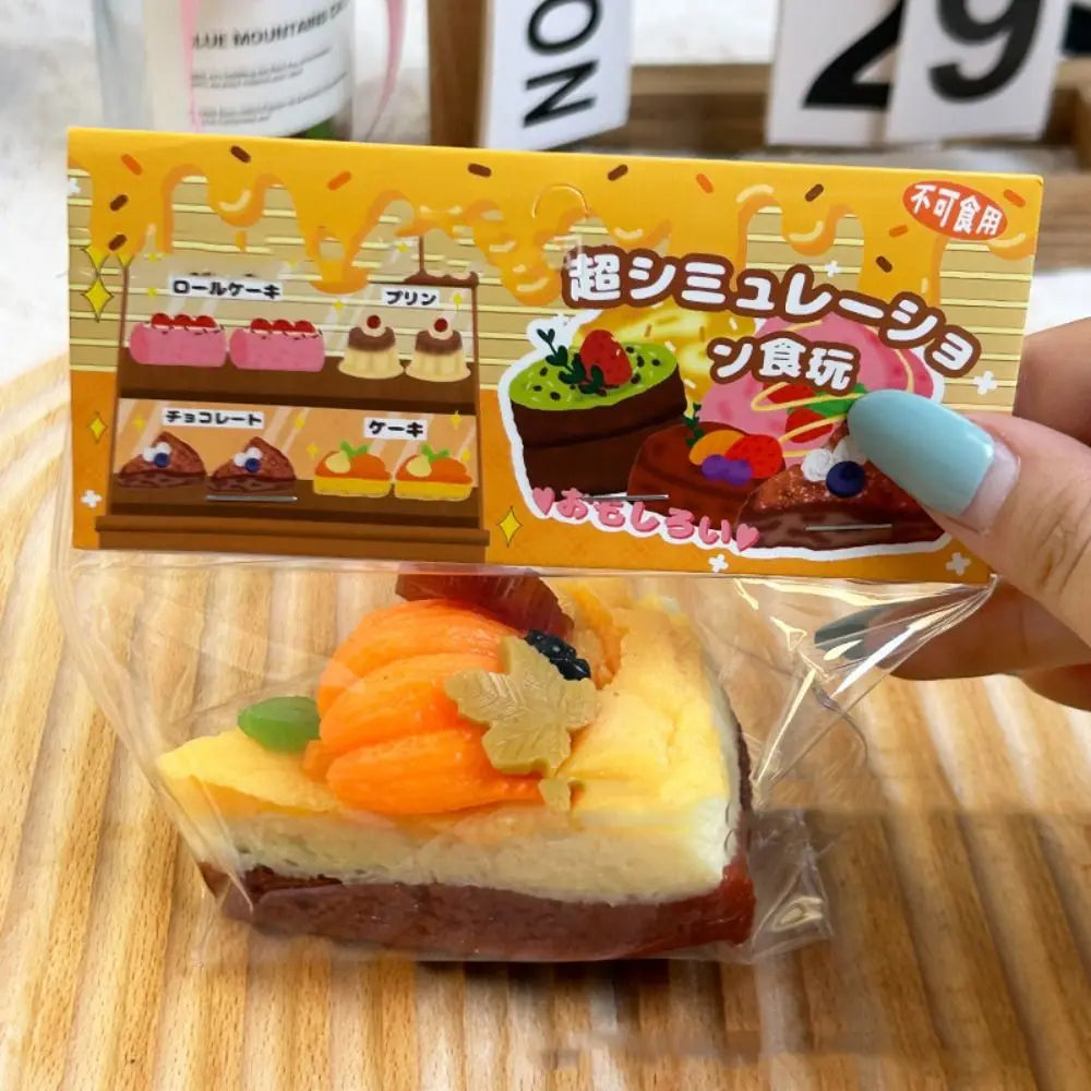 Exquisite Replica Double Layer Strawberry Toast Cake Fruit Bread Cake Matcha Chocolate Dessert Girl Gift Toast Squishy Kids Toys