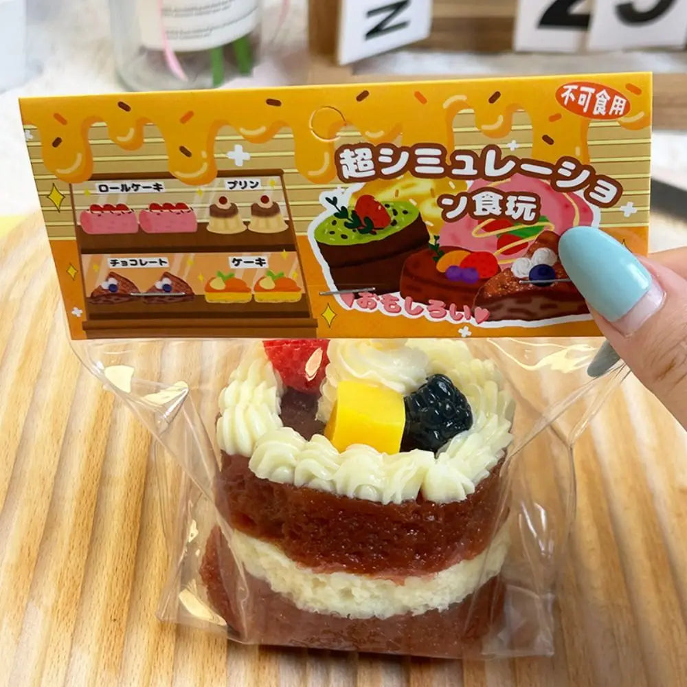 Exquisite Replica Double Layer Strawberry Toast Cake Fruit Bread Cake Matcha Chocolate Dessert Girl Gift Toast Squishy Kids Toys