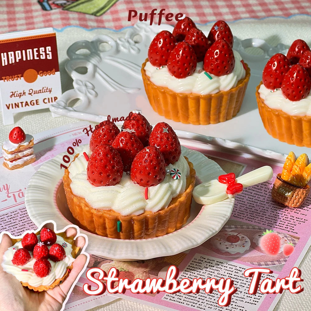 Strawberry Tart Food-grade Silicone Squishy, Creamy Soft Adhesive Toy
