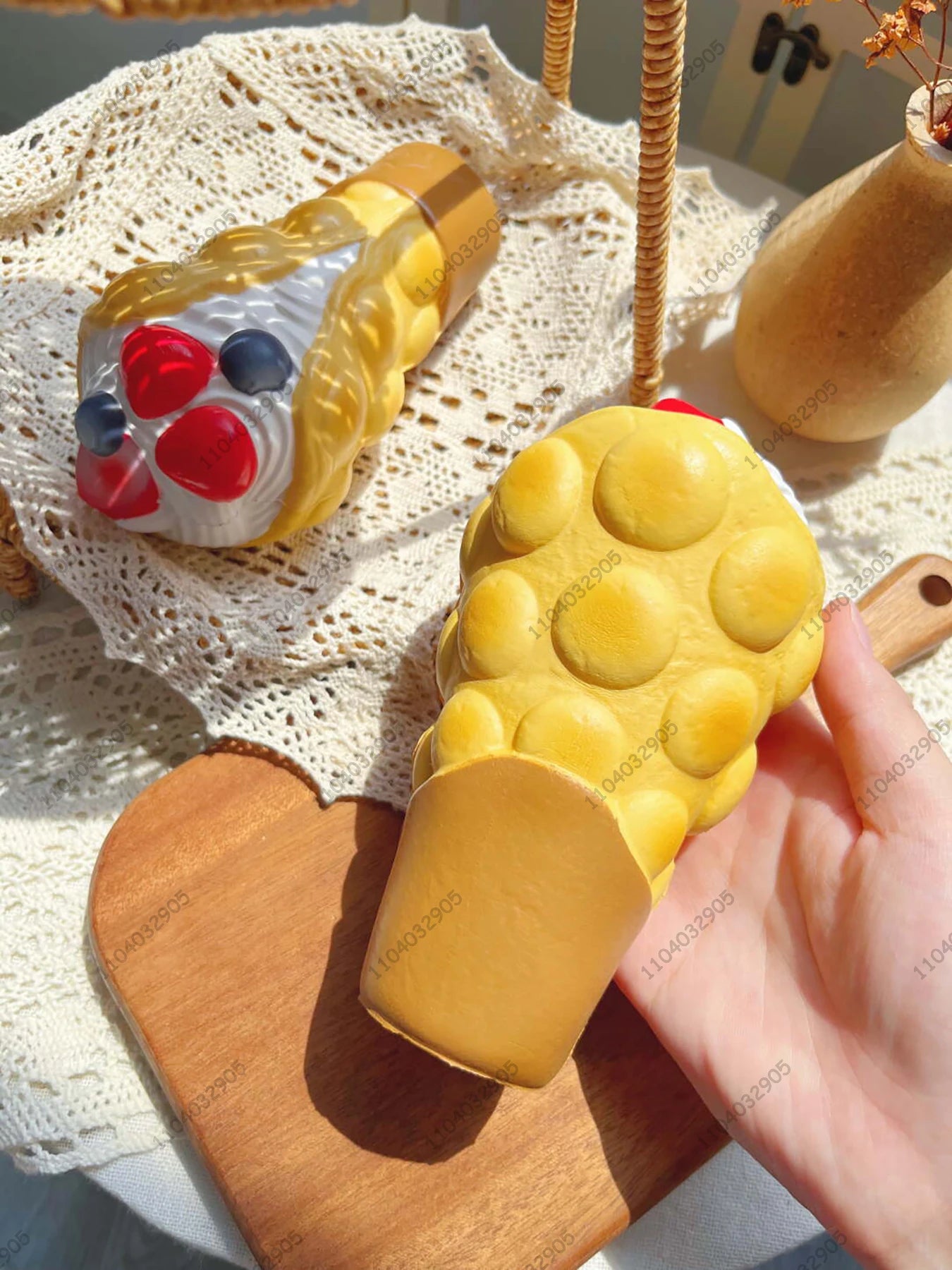 Strawberry Crepe Slow Rising Squishy Egg Waffle Fidget Toys Anti Stress Relief