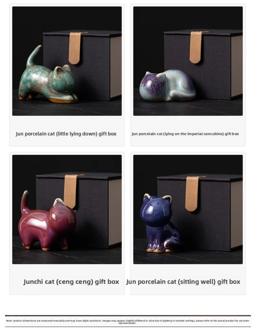 1/4pcs Cat Tea Pet Ceramic Ornament Chinese Style Desktop Decoration Jun Porcelain Cat Tea Pet Craft Lazy Cat Car Ornament