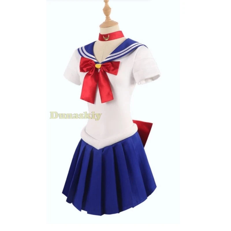 Anime Sailor Cosplay Costume Tsukino Usagi Uniform Dress Outfit Wig Headband Moon Cosplay For Women Girls Carnival Party Set
