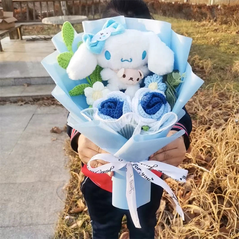 Anime Kuromi Hello Kitty Cinnamoroll Plush Bouquet Handmade Knitting Rose Gift Valentine's Day Christmas Birthday Holiday Gift
