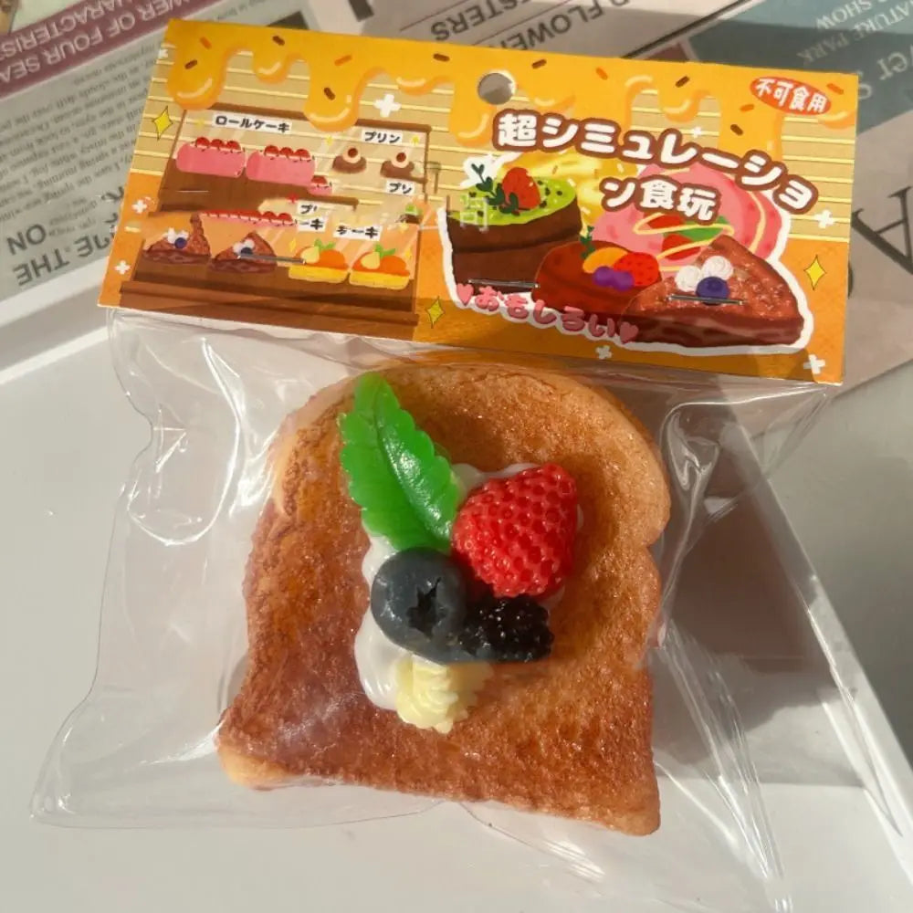 Exquisite Replica Double Layer Strawberry Toast Cake Fruit Bread Cake Matcha Chocolate Dessert Girl Gift Toast Squishy Kids Toys