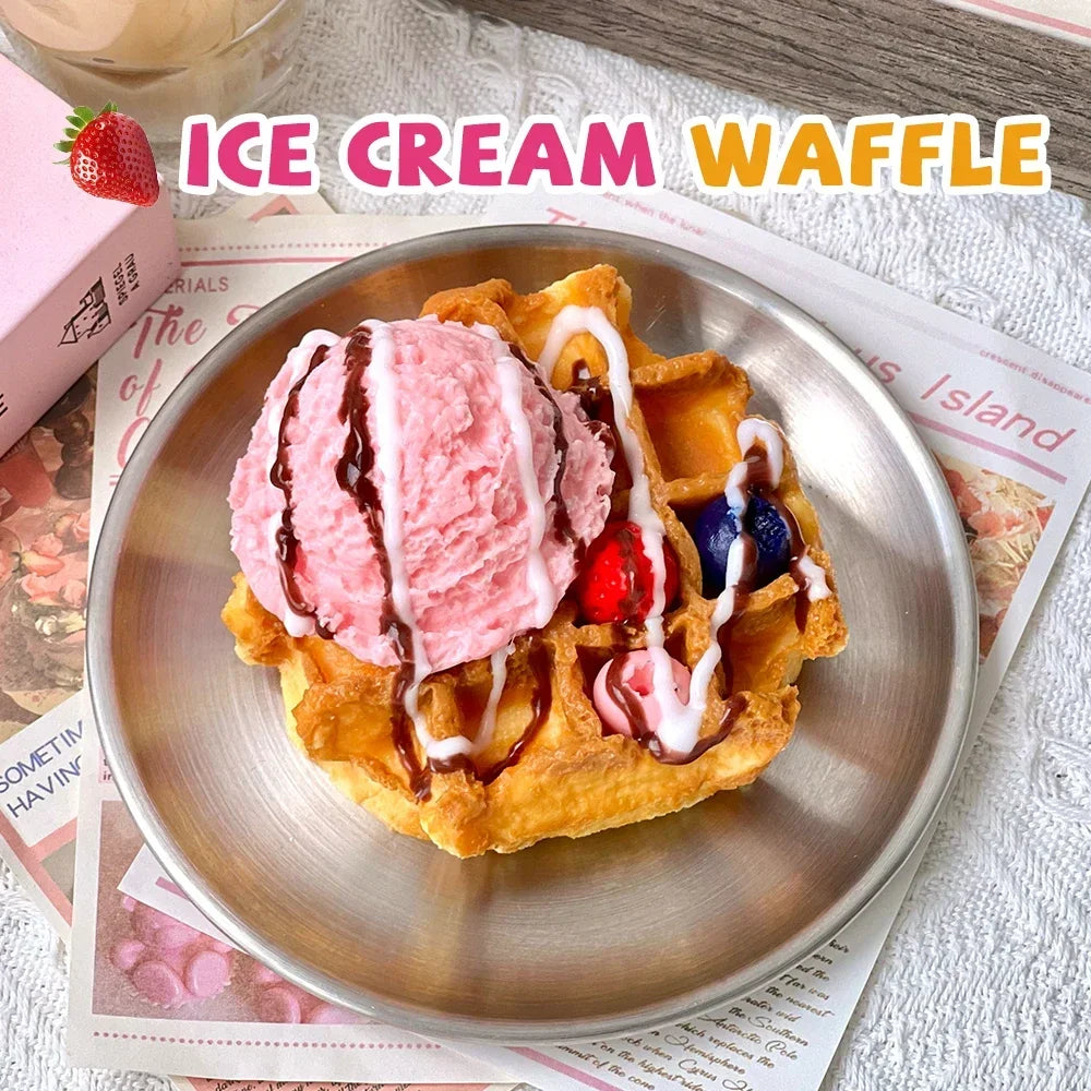 Ice Cream Waffle Taba Squishy, Handmade Creamy Soft Slow Rebound Stress Relief Fidget Toy, Halloween Christmas Party Office Gift
