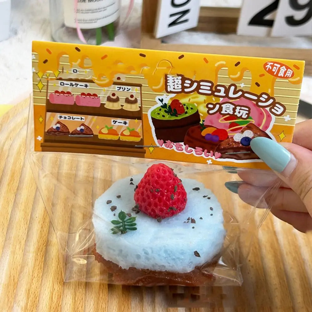 Exquisite Replica Double Layer Strawberry Toast Cake Fruit Bread Cake Matcha Chocolate Dessert Girl Gift Toast Squishy Kids Toys