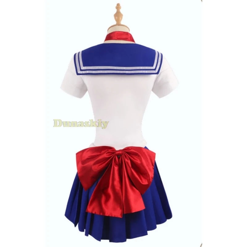 Anime Sailor Cosplay Costume Tsukino Usagi Uniform Dress Outfit Wig Headband Moon Cosplay For Women Girls Carnival Party Set