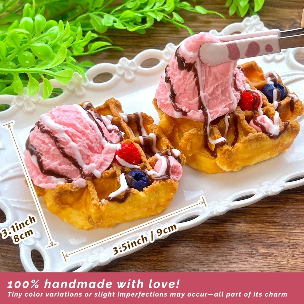 Ice Cream Waffle Taba Squishy, Handmade Creamy Soft Slow Rebound Stress Relief Fidget Toy, Halloween Christmas Party Office Gift