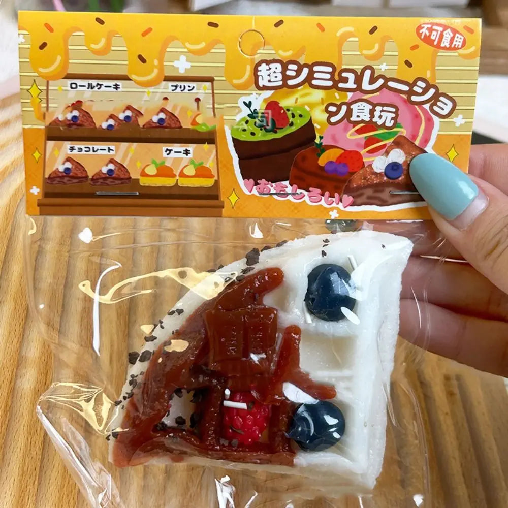 Exquisite Replica Double Layer Strawberry Toast Cake Fruit Bread Cake Matcha Chocolate Dessert Girl Gift Toast Squishy Kids Toys