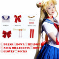 Anime Sailor Cosplay Costume Tsukino Usagi Uniform Dress Outfit Wig Headband Moon Cosplay For Women Girls Carnival Party Set