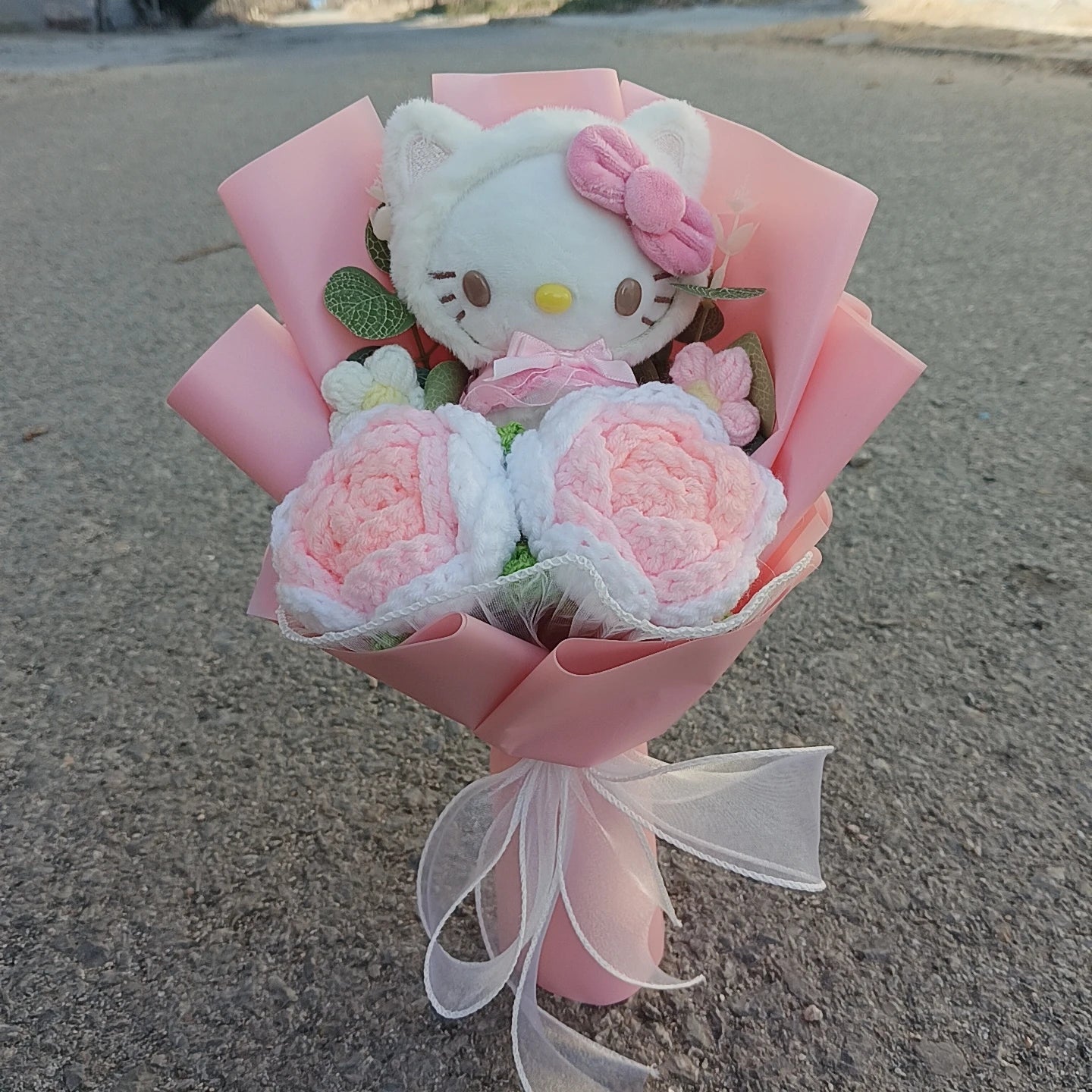 Anime Kuromi Hello Kitty Cinnamoroll Plush Bouquet Handmade Knitting Rose Gift Valentine's Day Christmas Birthday Holiday Gift