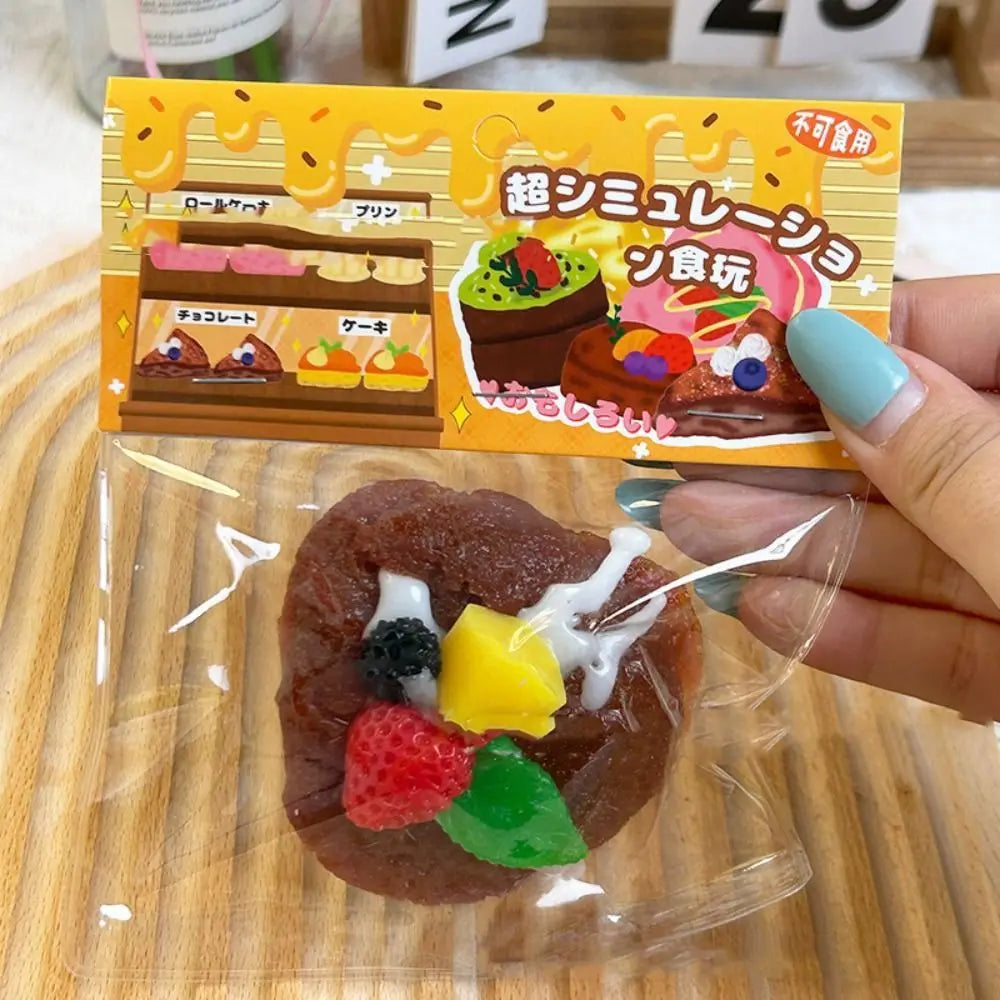 Exquisite Replica Double Layer Strawberry Toast Cake Fruit Bread Cake Matcha Chocolate Dessert Girl Gift Toast Squishy Kids Toys