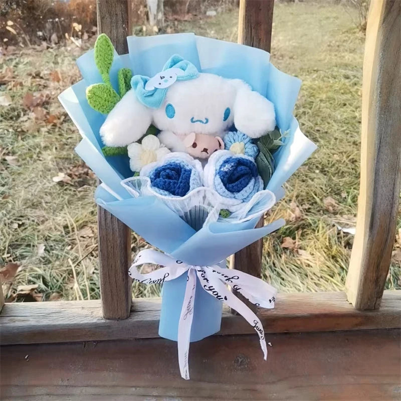 Anime Kuromi Hello Kitty Cinnamoroll Plush Bouquet Handmade Knitting Rose Gift Valentine's Day Christmas Birthday Holiday Gift