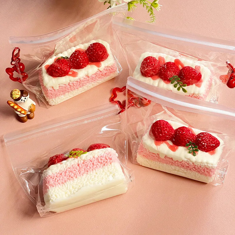Strawberry Mousse Cake Taba Squishy Silicone Strawberry Cream Cake Mochi Toy Squeeze Toy Fidget Toy Stress Release Hand Relax