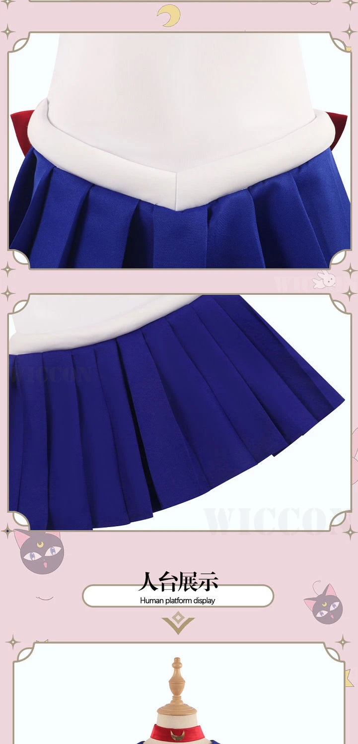Anime Sailor Cosplay Costume Tsukino Usagi Uniform Dress Outfit Wig Headband Moon Cosplay For Women Girls Carnival Party Set